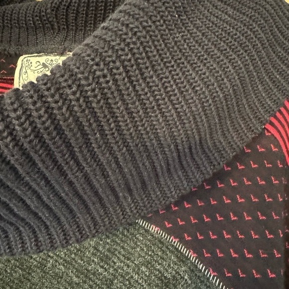 Vintage Concept Mixed Fabric Poncho Pullover Turtleneck Sweater / small - Picture 6 of 9